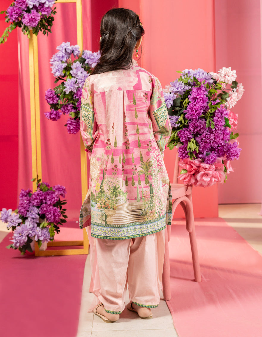 Organza Pink Stitched Suit - J. Junaid Jamshed