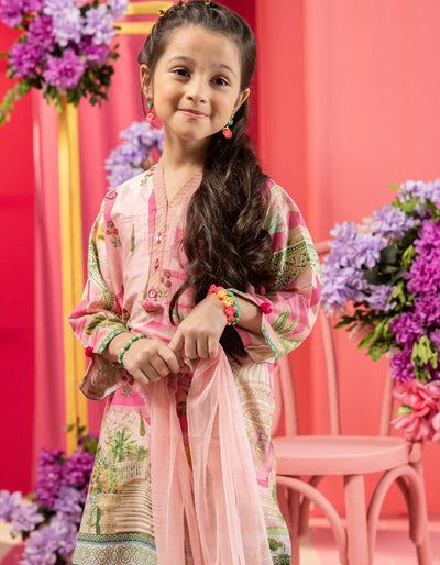 Organza Pink Stitched Suit - J. Junaid Jamshed