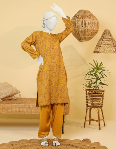 Jacquard Brown Ochre Kurti - J. Junaid Jamshed