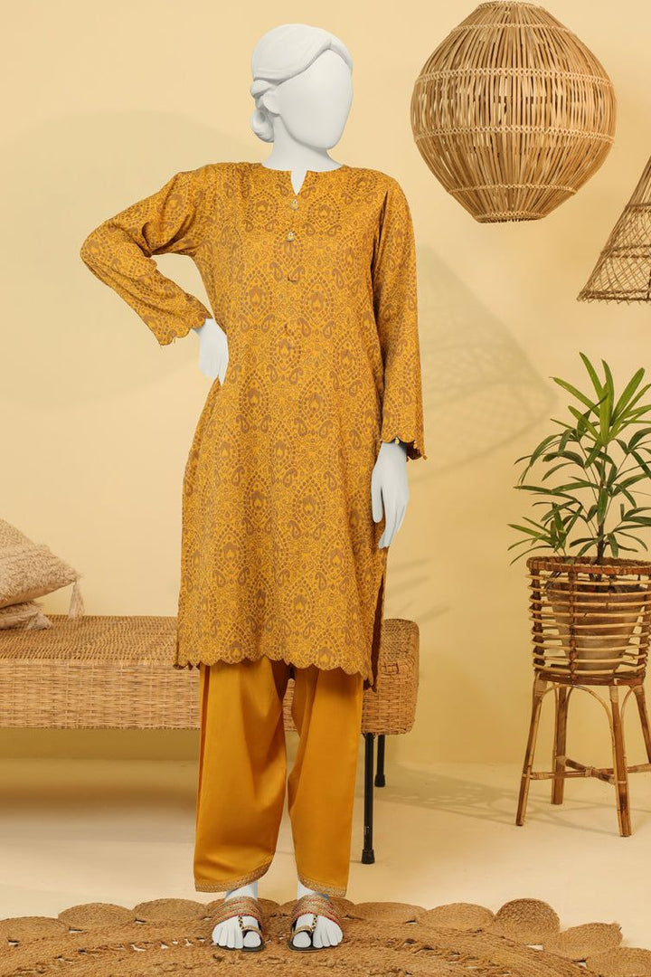 Jacquard Brown Ochre Kurti - J. Junaid Jamshed