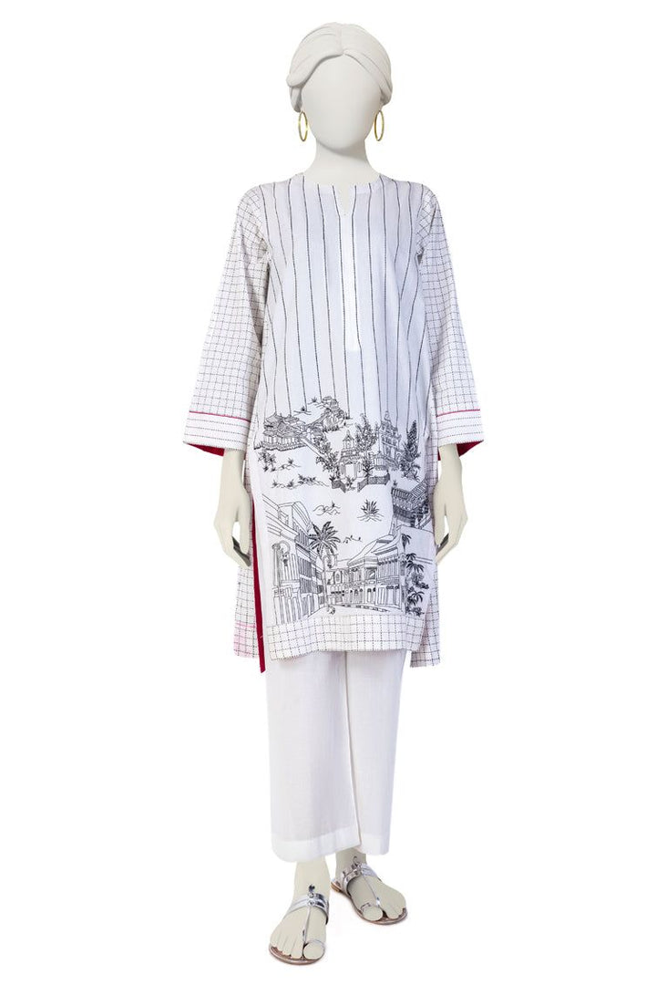 Cambric White Kurti - J. Junaid Jamshed