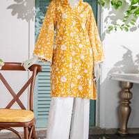 Textured Yellow Kurti- J. Junaid Jamshed
