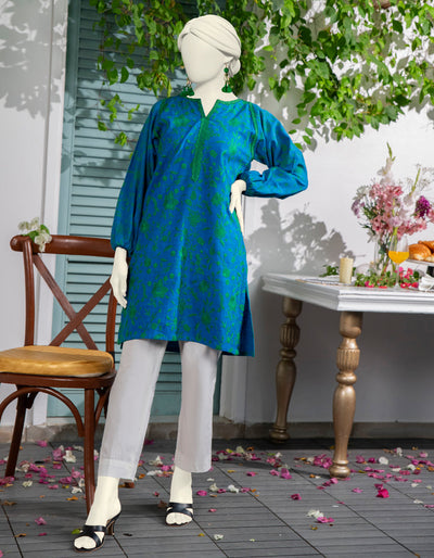 Textured Blue Kurti- J. Junaid Jamshed