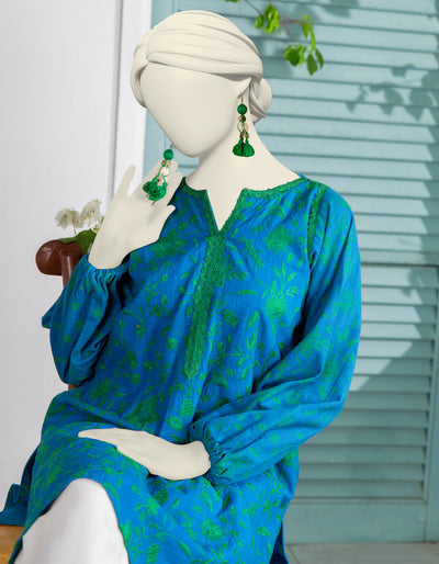 Textured Blue Kurti- J. Junaid Jamshed