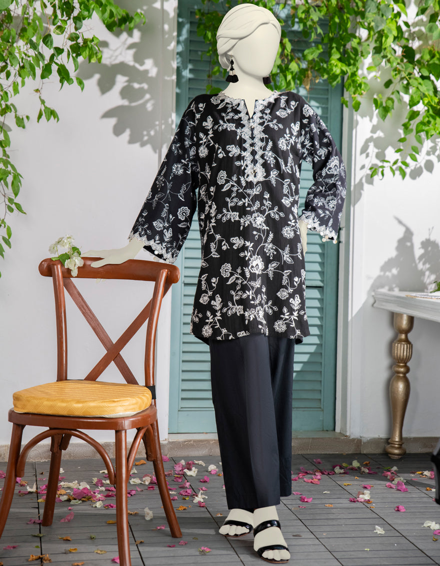 Textured Black Kurti- J. Junaid Jamshed