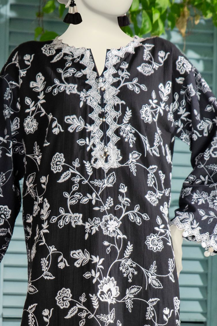 Textured Black Kurti- J. Junaid Jamshed