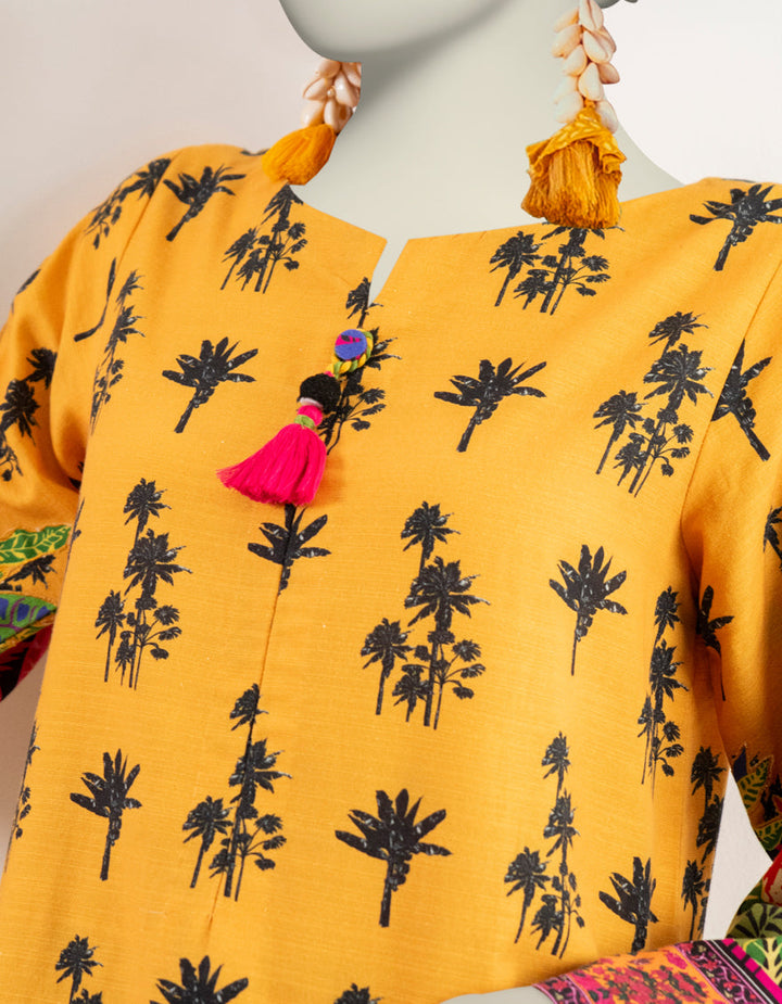 Khaddar Yellow Kurti - J. Junaid Jamshed