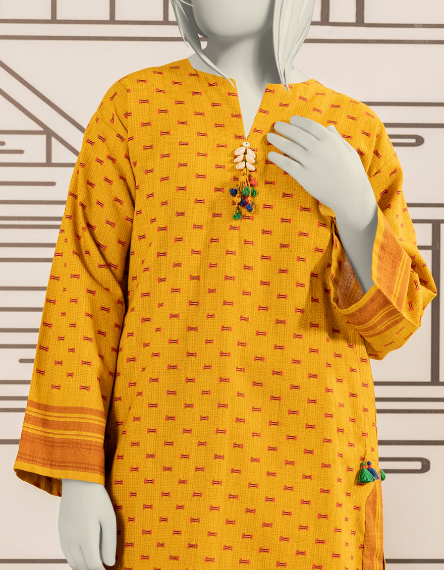 Khaddar Yellow Stitched Suit - J. Junaid Jamshed