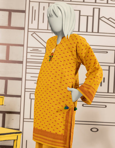 Khaddar Yellow Stitched Suit - J. Junaid Jamshed