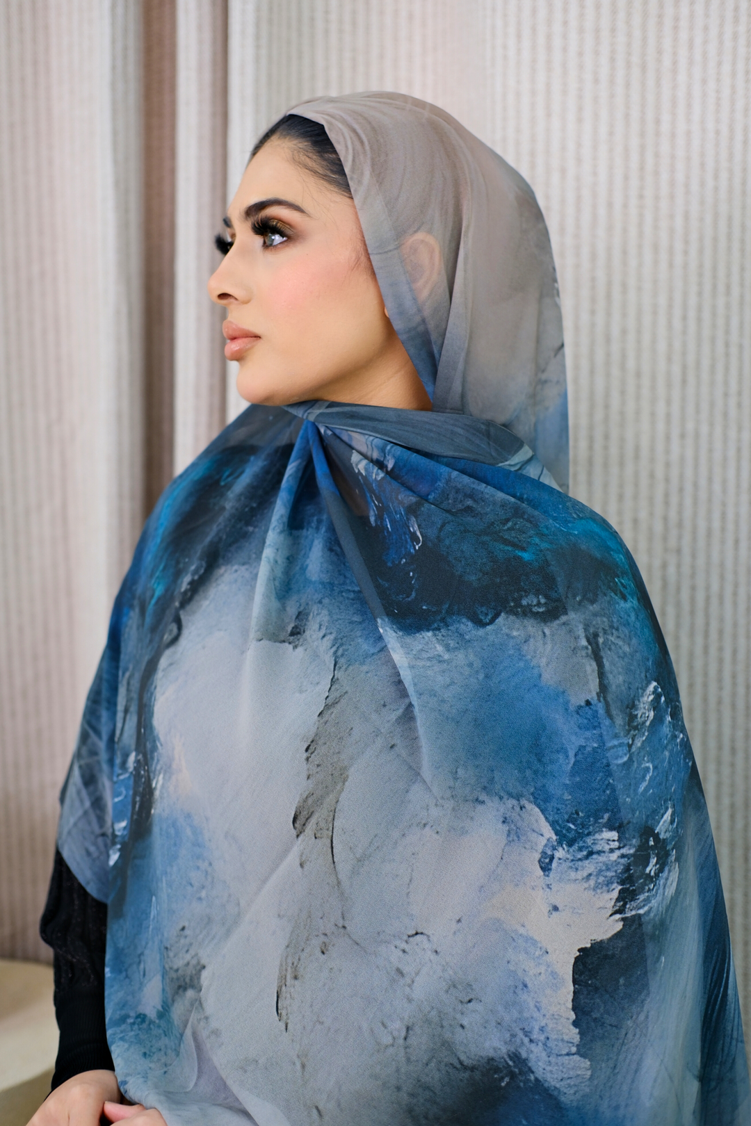 Stone Flow Aqua Printed Hijab