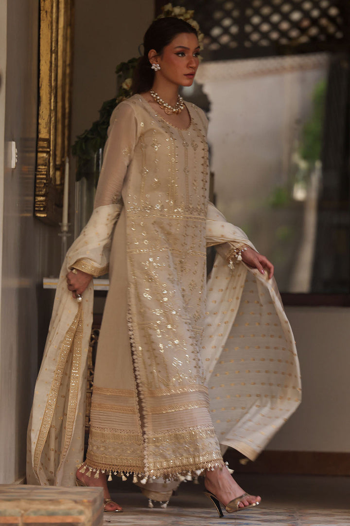 Embroidered Mehsuri Beige Stitched Suit - Gul Ahmed