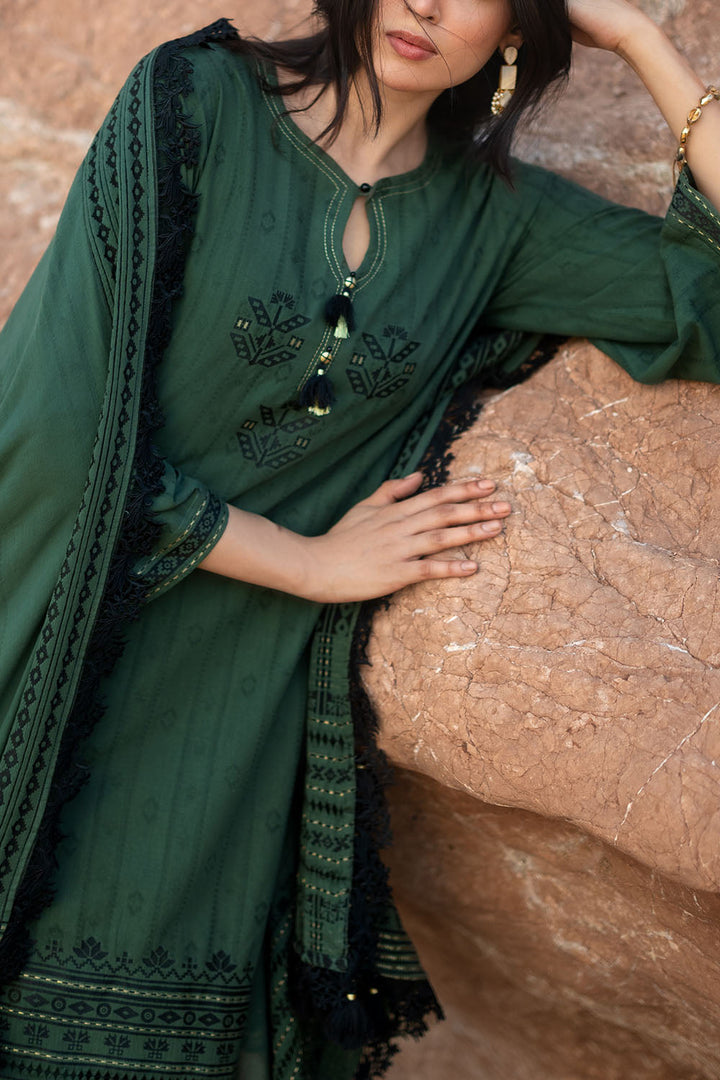 Jacquard Green Stitched Suit - Gul Ahmed
