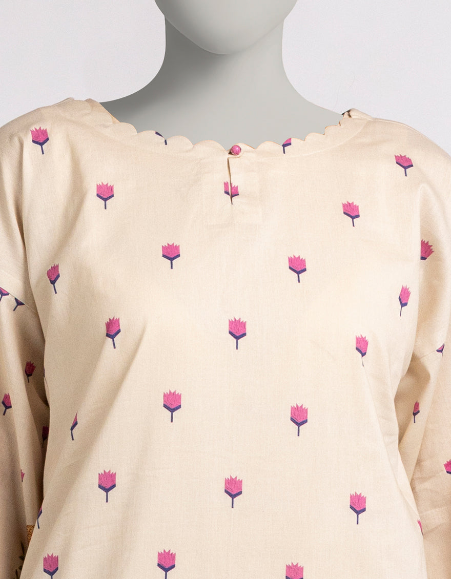 Cambric Off White Kurti - J. Junaid Jamshed