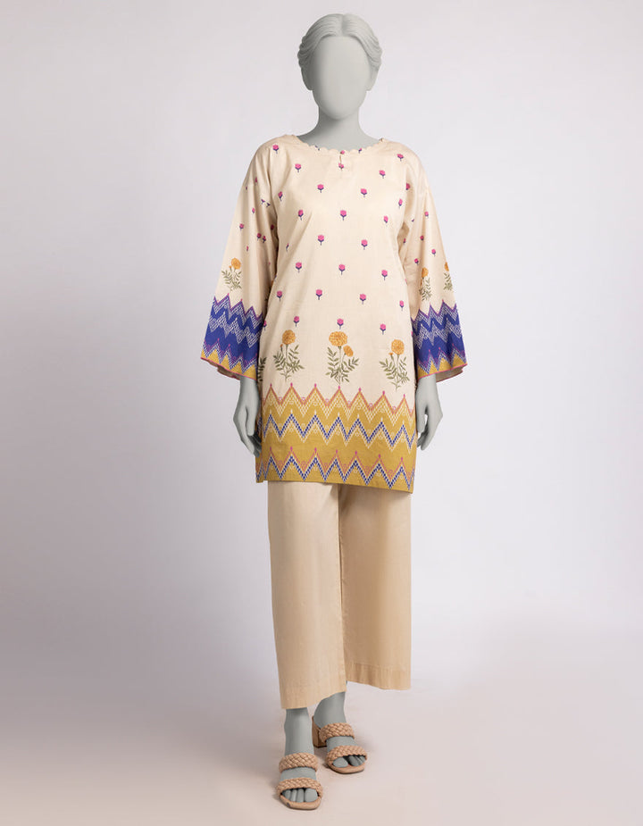 Cambric Off White Kurti - J. Junaid Jamshed