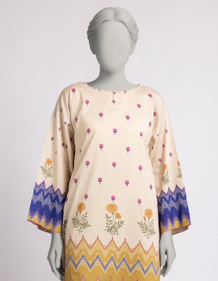Cambric Off White Kurti - J. Junaid Jamshed