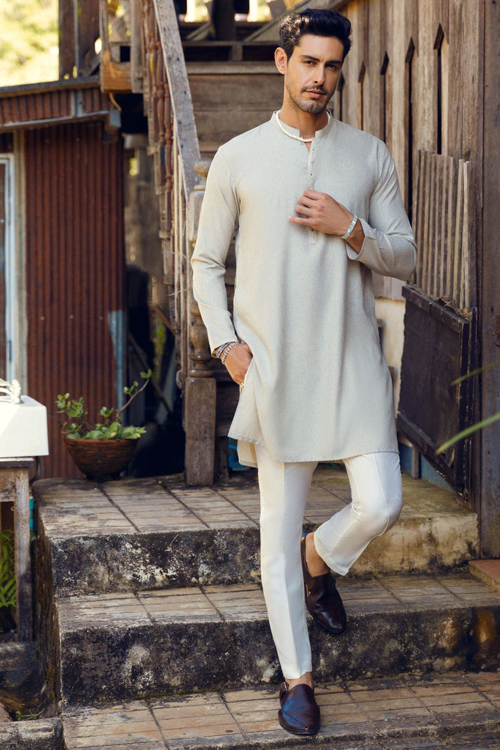 Polyester Viscose Light Grey Kurta - Almirah