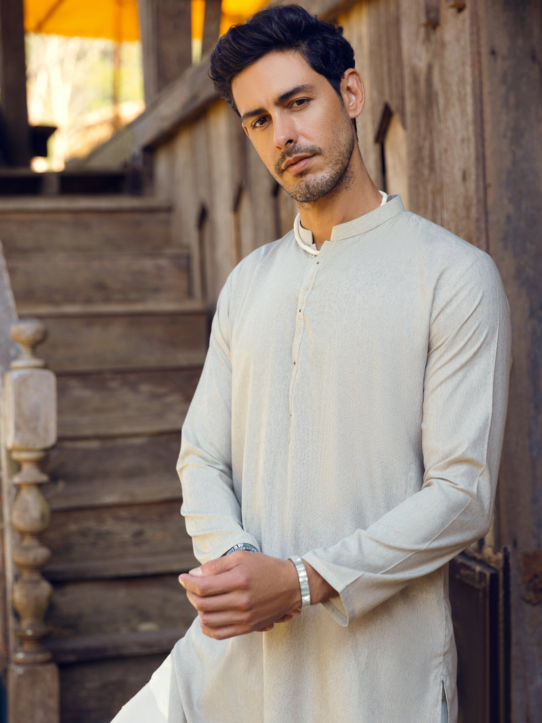 Polyester Viscose Light Grey Kurta - Almirah