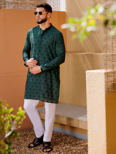 Cotton Green Kurta - J. Junaid Jamshed