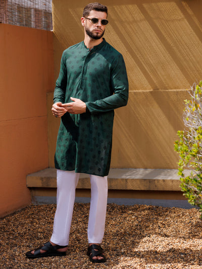 Cotton Green Kurta - J. Junaid Jamshed