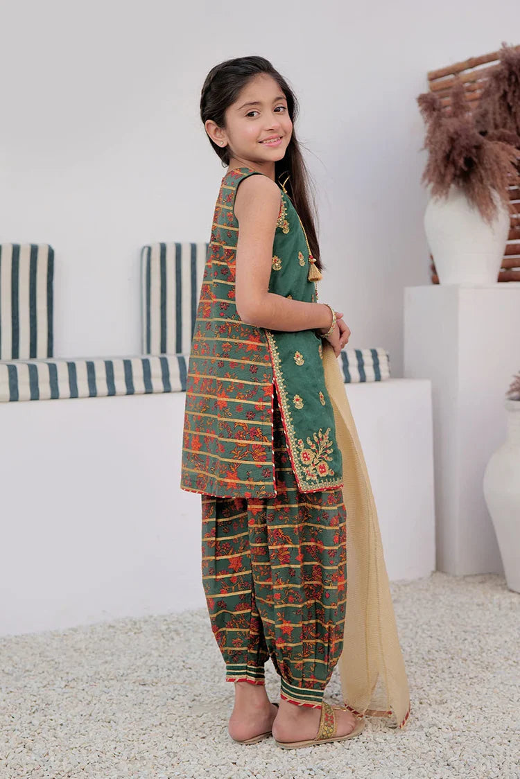 Cotton Digital Print By Organza Green Stitched Suit - Senorita