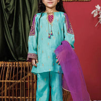 Viscose Raw-Silk Sea Green Stitched Suit - Senorita
