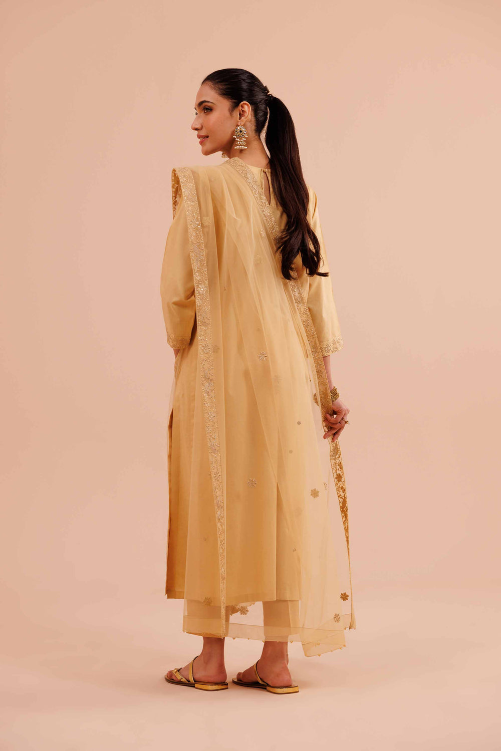 Embroidered Pale Yellow 3 Piece Suit - Nishat