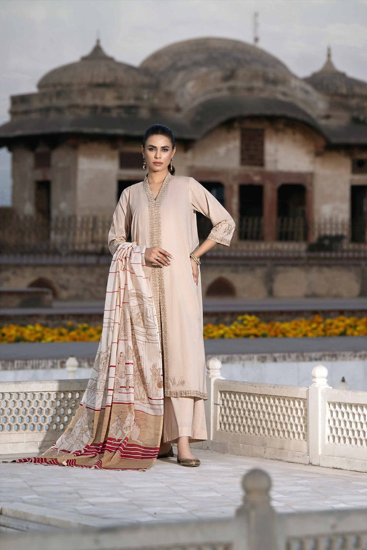 Printed Embroidered Skin 3 Piece Suit - Nishat