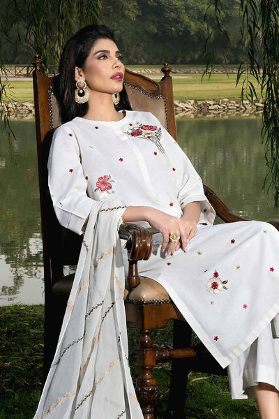 Embroidered Ivory 3 Piece Suit - Nishat