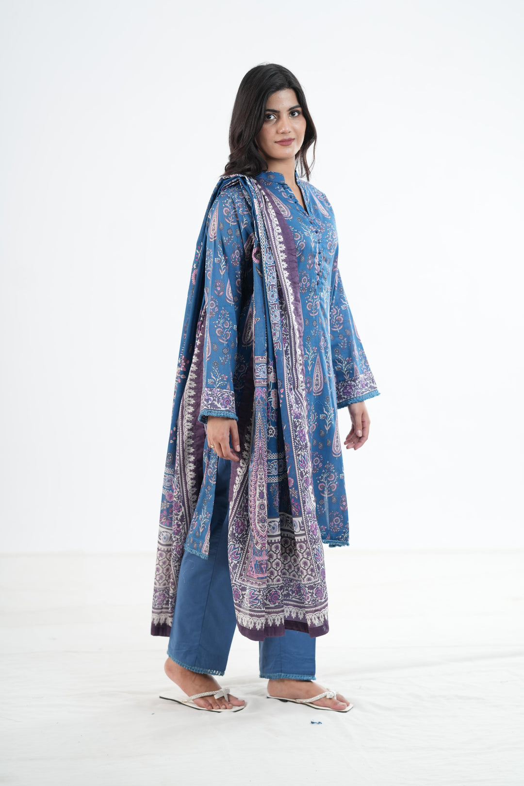 Khaddar Blue Stitched Suit - Khaadi