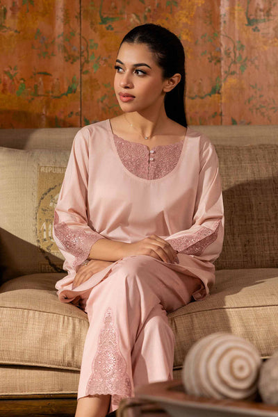 Embroidered Loungewear Pink 2 Piece Suit - Nishat