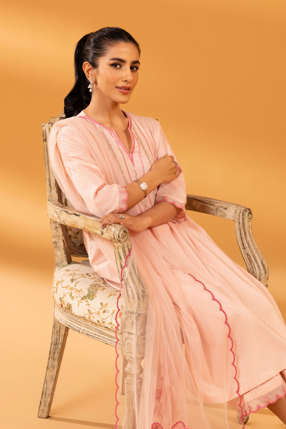 Embroidered Pink 3 Piece Suit - Nishat