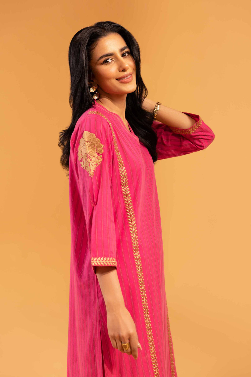 Embroidered Shocking Pink 2 Piece Suit - Nishat