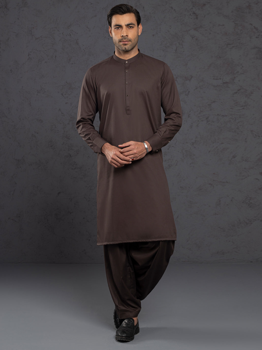 Blended Brown Shalwar Kameez - J. Junaid Jamshed