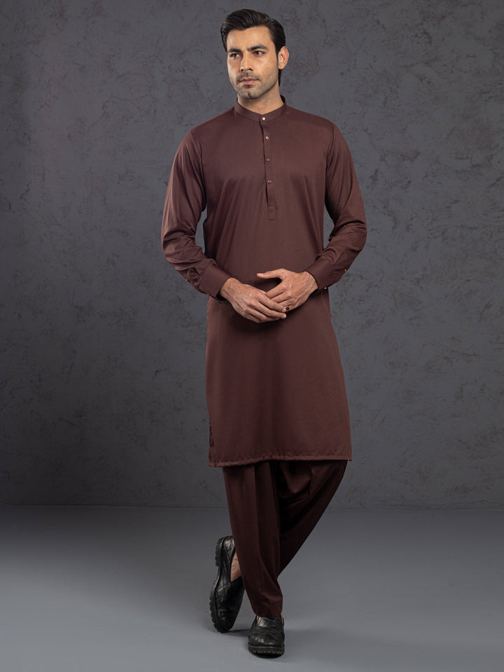 Blended Maroon Shalwar Kameez - Almirah