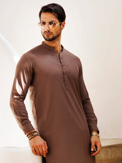 Blended Brown Shalwar Kameez - J. Junaid Jamshed