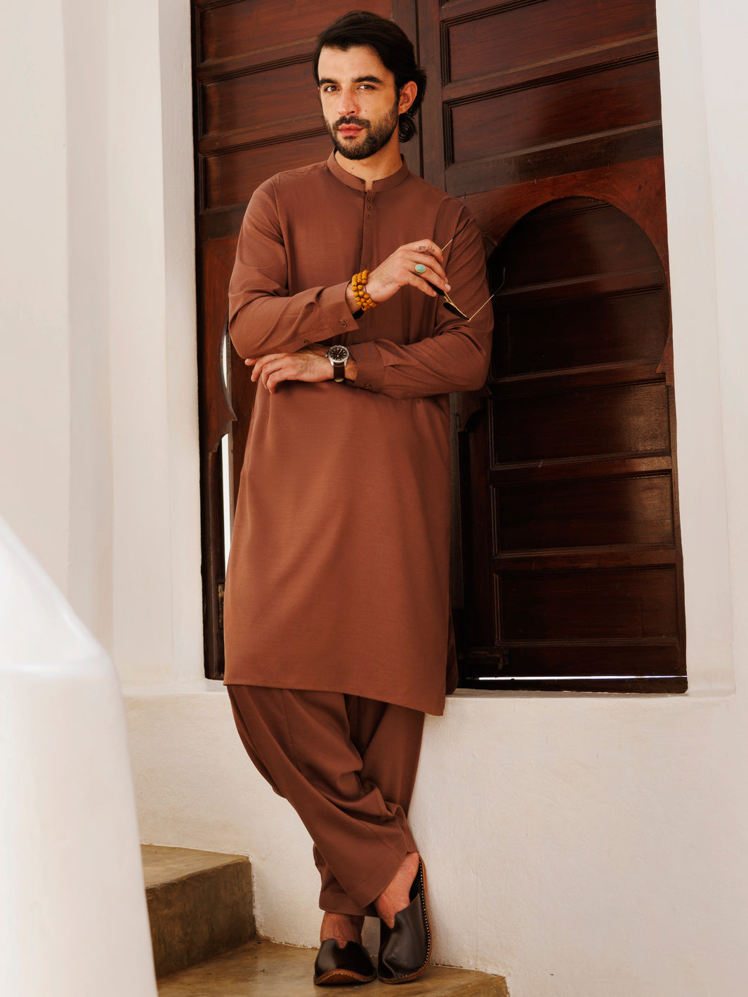 Blended Brown Shalwar Kameez - J. Junaid Jamshed