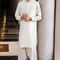 Blended Cream Shalwar Kameez - Wasim Akram by Almirah