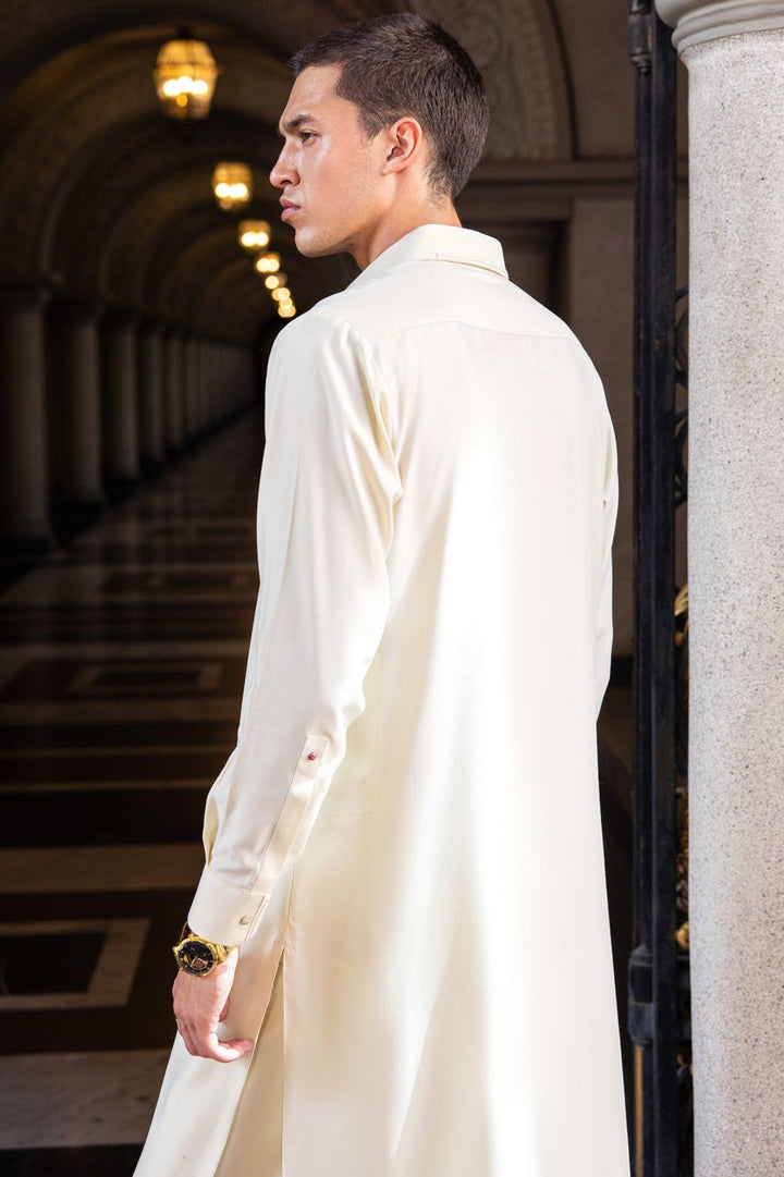 Blended Cream Shalwar Kameez - Wasim Akram by Almirah