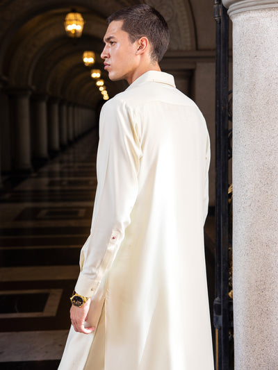 Blended Cream Shalwar Kameez - Wasim Akram by Almirah