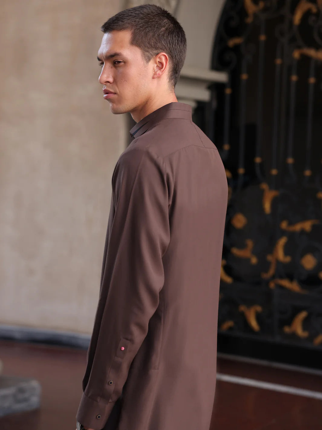 Blended Dark Brown Shalwar Kameez - Wasim Akram by Almirah