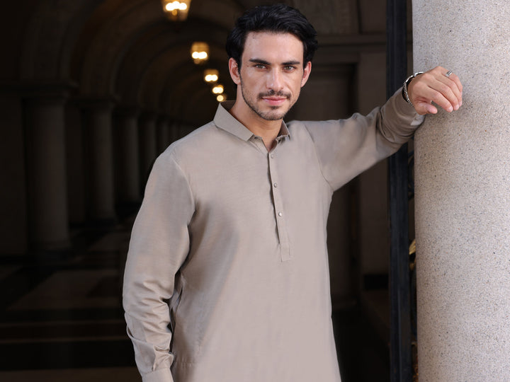 Blended Ash Grey Shalwar Kameez - Wasim Akram by Almirah
