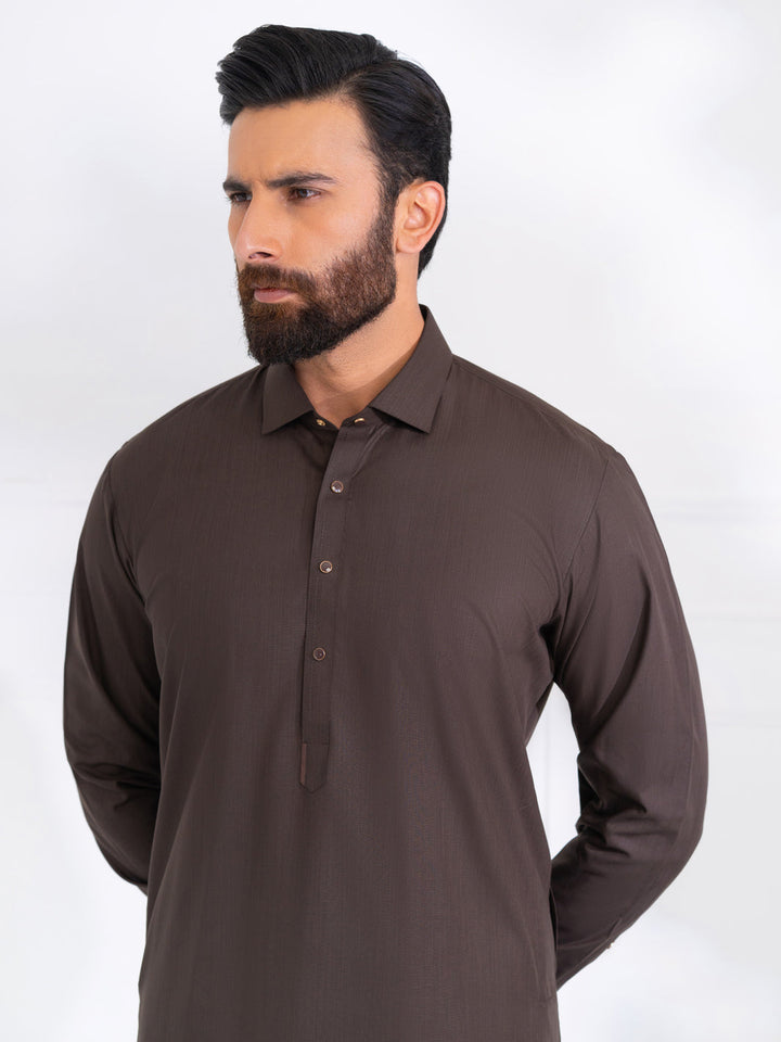 Polyester Dark Brown Shalwar Kameez - Almirah