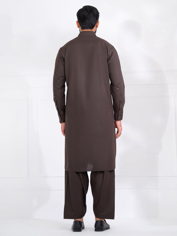 Polyester Dark Brown Shalwar Kameez - Almirah