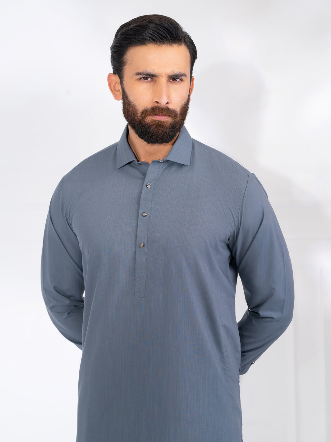 Polyester Grey Shalwar Kameez - Almirah
