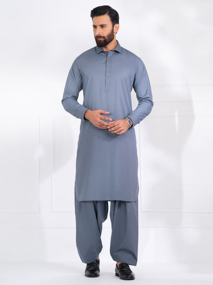 Polyester Grey Shalwar Kameez - Almirah