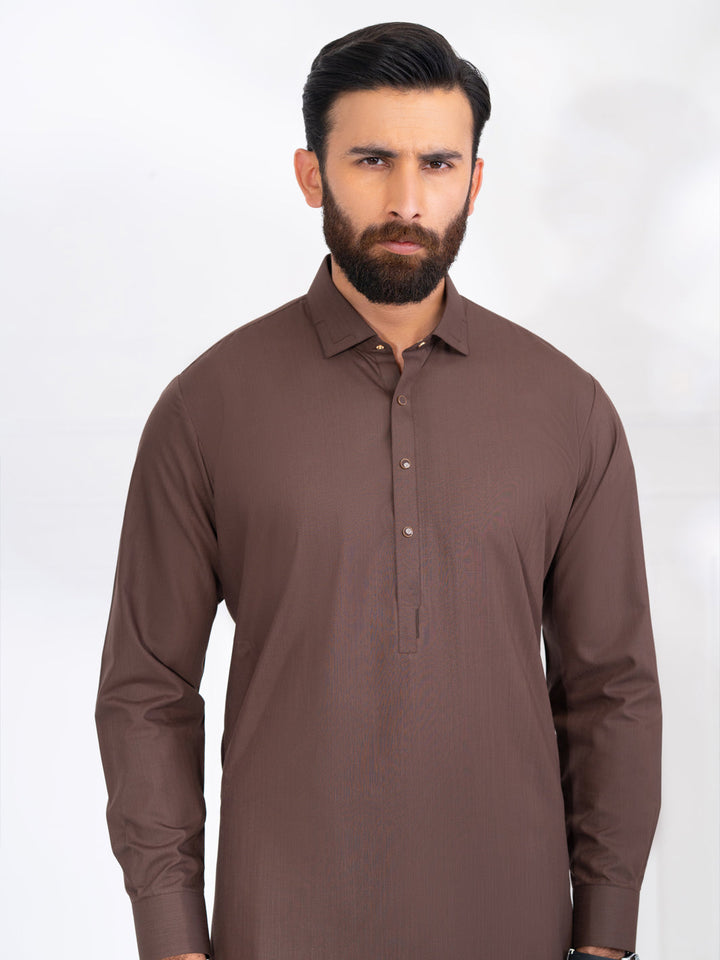 Polyester Brown Shalwar Kameez - Almirah