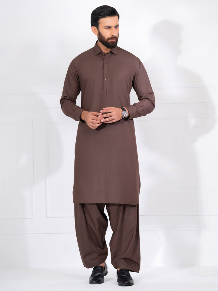 Polyester Brown Shalwar Kameez - Almirah