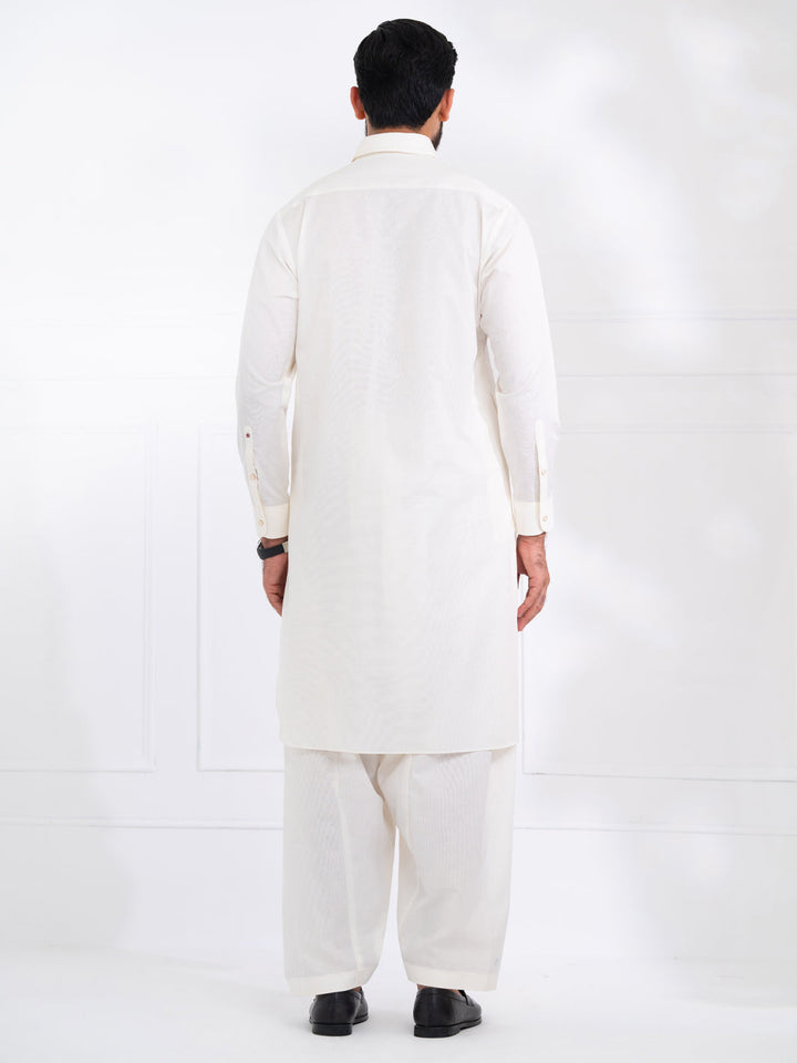 Blended White Shalwar Kameez - Almirah