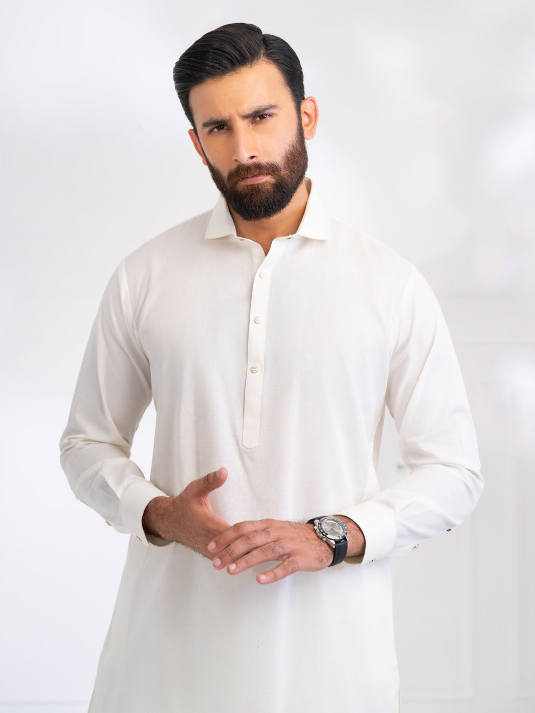 Blended White Shalwar Kameez - Almirah