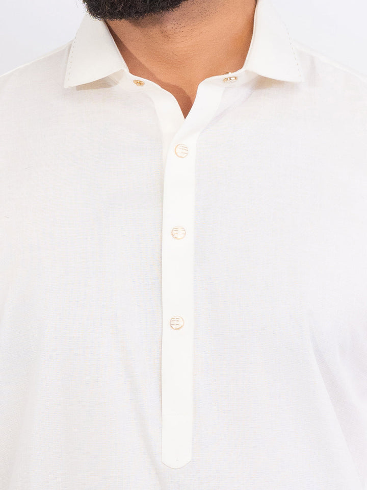 Blended White Shalwar Kameez - Almirah